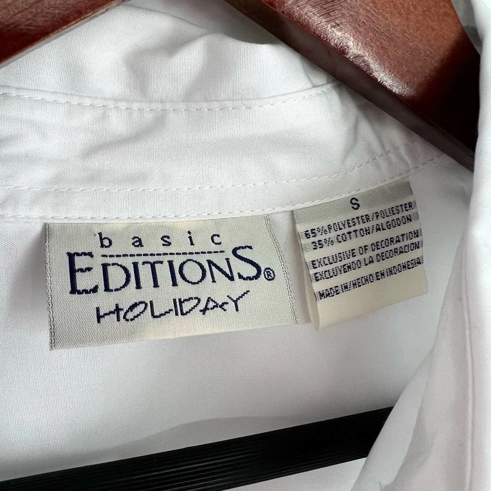 Vintage Christmas Bears Basic Editions Holiday Womens Small Blouse Shirt Top - Picture 2 of 11